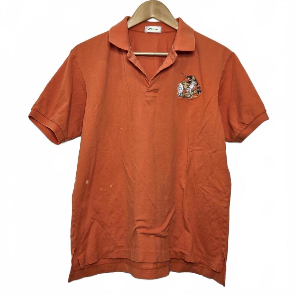 Vintage Mizuno Polo Men's Large Orange Embroidered Dog